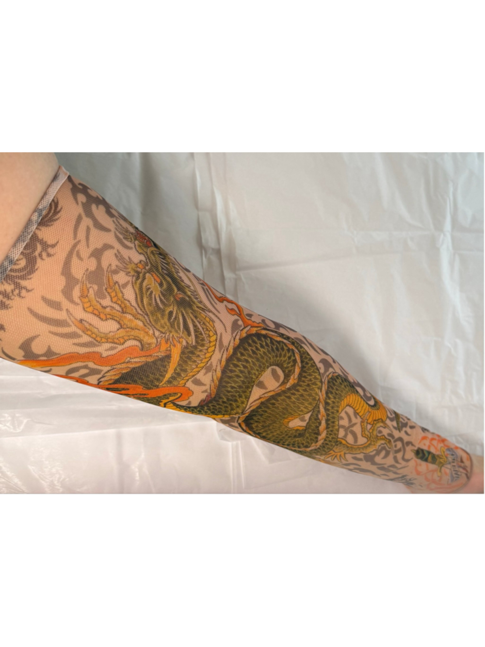 Miami Ink dragon snake tattoo sleeve green orange gray costume cosplay alt goth